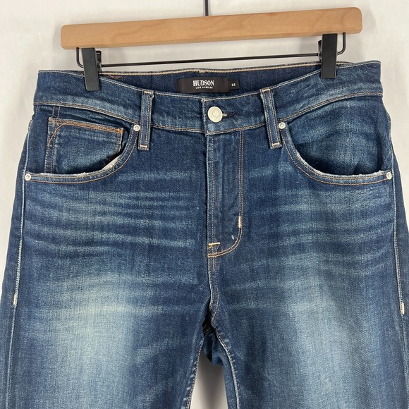 Hudson Blake Slim Straight Jeans Mens 32 Blue Denim Cotton Stretch Mid Rise - Picture 2 of 15